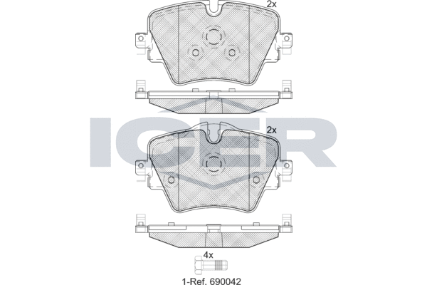 Комплект тормозных колодок, дисковый тормоз   182216   ICER