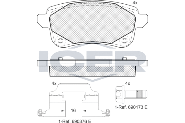 Комплект тормозных колодок, дисковый тормоз   182222-208   ICER