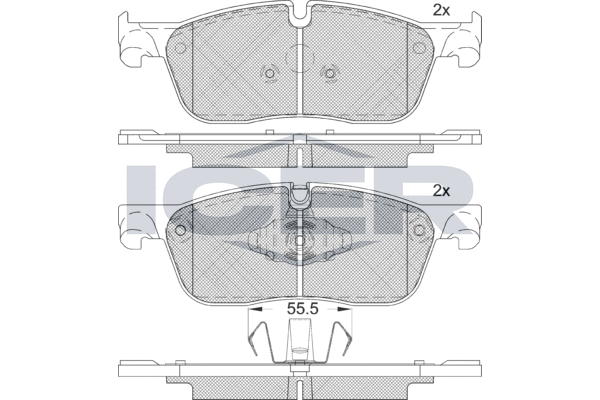 Комплект тормозных колодок, дисковый тормоз   182236-203   ICER