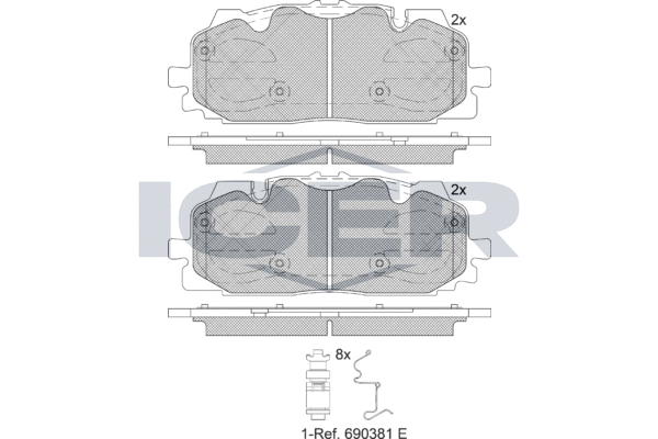 Комплект тормозных колодок, дисковый тормоз   182254   ICER