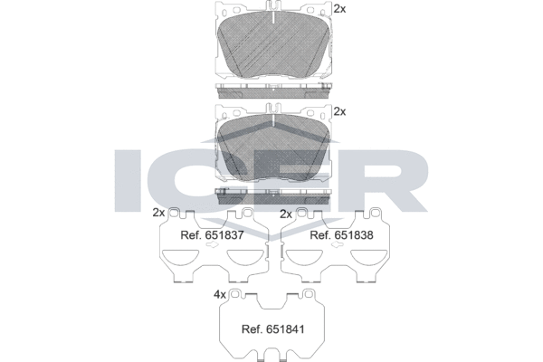 Комплект тормозных колодок, дисковый тормоз   182282   ICER