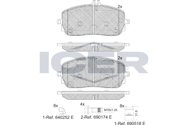Комплект тормозных колодок, дисковый тормоз   182331   ICER