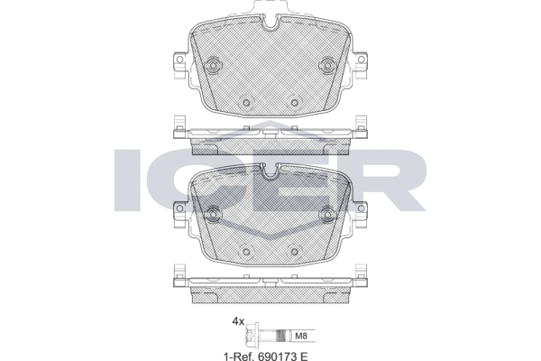 Комплект тормозных колодок, дисковый тормоз   182341   ICER