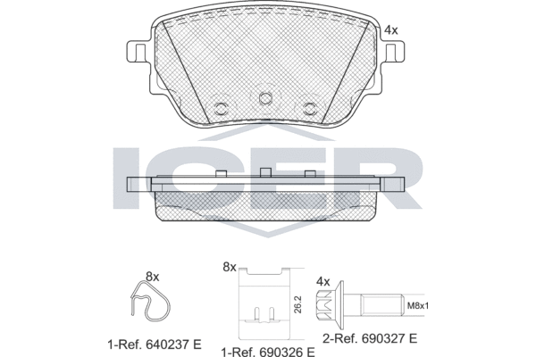 Комплект тормозных колодок, дисковый тормоз   182353   ICER