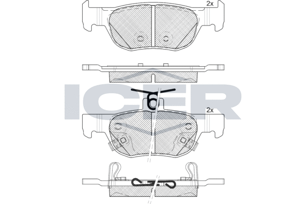 Комплект тормозных колодок, дисковый тормоз   182374   ICER