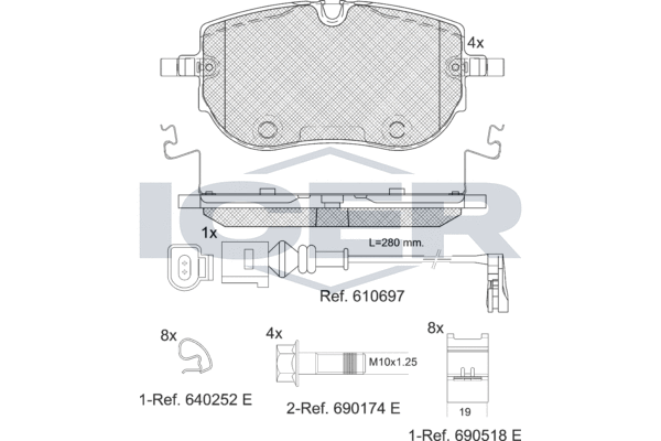 Комплект тормозных колодок, дисковый тормоз   182394   ICER