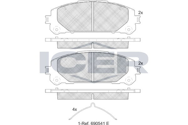 Комплект гальмівних накладок, дискове гальмо   182417   ICER