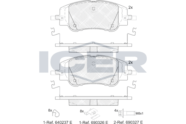 Комплект тормозных колодок, дисковый тормоз   182430   ICER