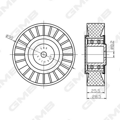 Відвідний/напрямний ролик, зубчастий ремінь   GTC0800   GMB