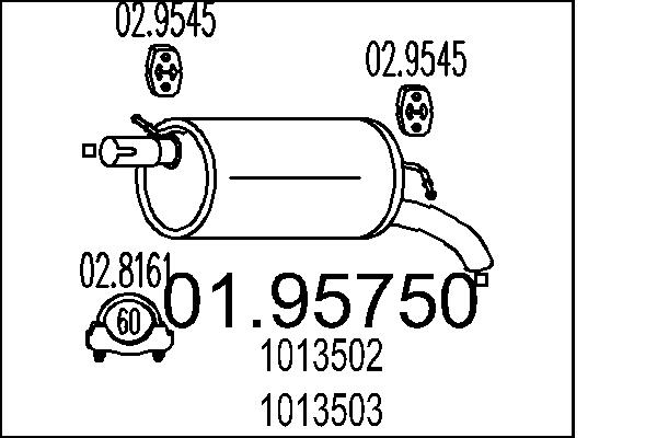 Глушитель выхлопных газов конечный   01.95750   MTS