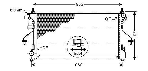 Радіатор, система охолодження двигуна   PEA2304   AVA QUALITY COOLING