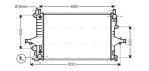 Радиатор, охлаждение двигателя   VO2115   AVA QUALITY COOLING