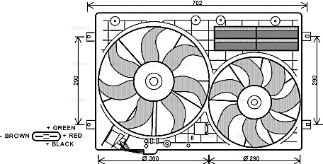 Вентилятор, система охолодження двигуна   VN7529   AVA QUALITY COOLING