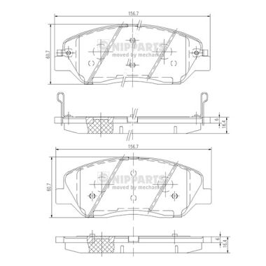 Комплект гальмівних накладок, дискове гальмо   N3605051   NIPPARTS