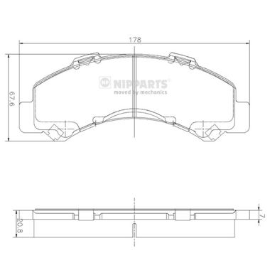 Комплект гальмівних накладок, дискове гальмо   N3619003   NIPPARTS