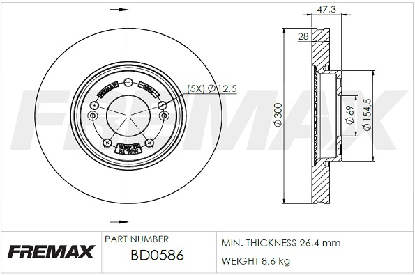 Тормозной диск   BD-0586   FREMAX