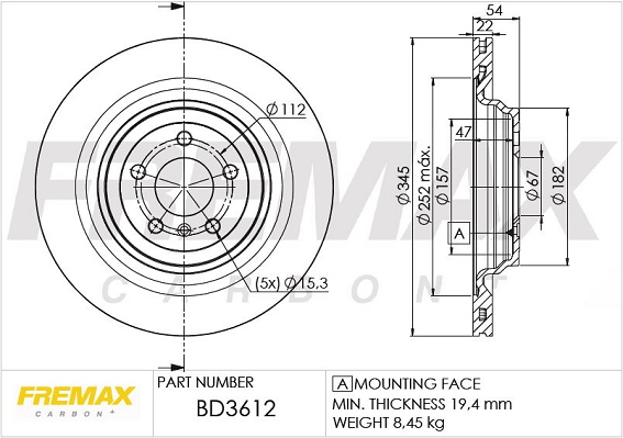 Тормозной диск   BD-3612   FREMAX