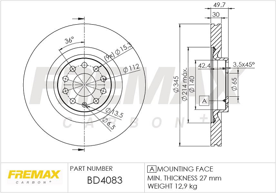 Тормозной диск   BD-4083   FREMAX