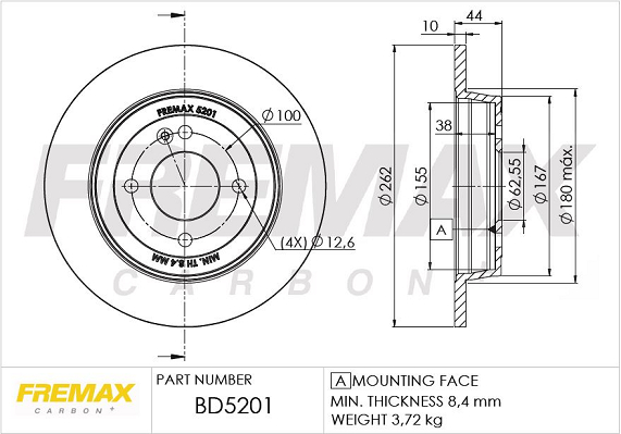 Гальмівний диск   BD-5201   FREMAX