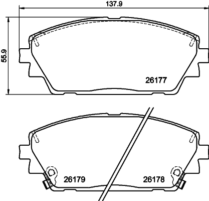 Комплект гальмівних накладок, дискове гальмо   8DB 355 040-271   HELLA PAGID