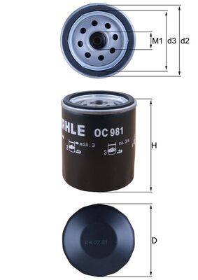 Оливний фільтр   OC 981   MAHLE