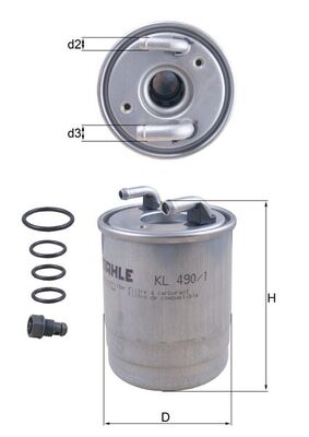 Топливный фильтр   KL 490/1D   MAHLE