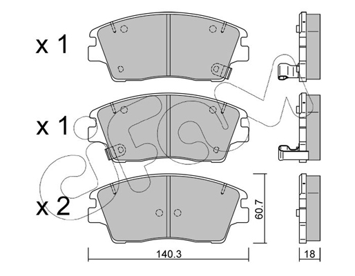 Комплект тормозных колодок, дисковый тормоз   822-1164-0   CIFAM