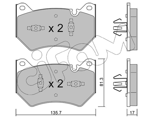 Комплект тормозных колодок, дисковый тормоз   822-1170-1   CIFAM
