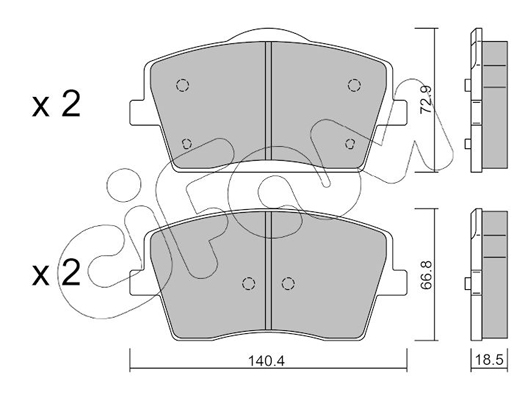 Комплект тормозных колодок, дисковый тормоз   822-1186-0   CIFAM