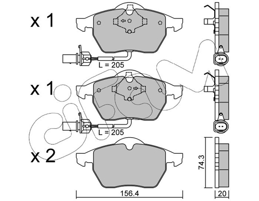 Комплект тормозных колодок, дисковый тормоз   822-181-3   CIFAM