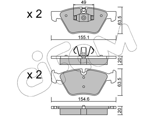 Комплект тормозных колодок, дисковый тормоз   822-557-5   CIFAM
