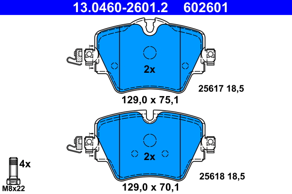 Комплект тормозных колодок, дисковый тормоз   13.0460-2601.2   ATE