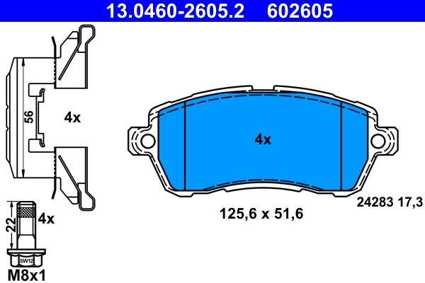 Комплект тормозных колодок, дисковый тормоз   13.0460-2605.2   ATE