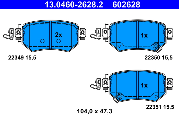 Комплект тормозных колодок, дисковый тормоз   13.0460-2628.2   ATE