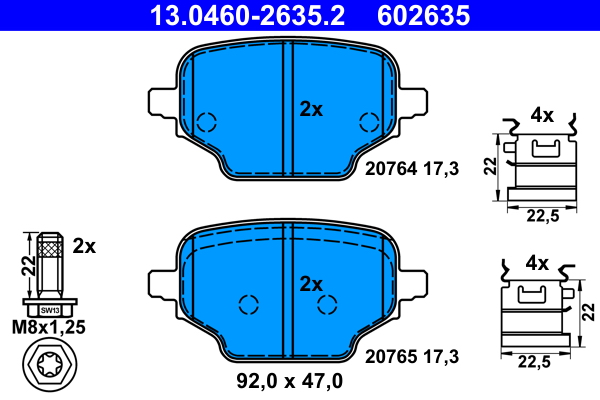 Комплект тормозных колодок, дисковый тормоз   13.0460-2635.2   ATE