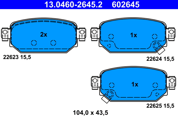Комплект тормозных колодок, дисковый тормоз   13.0460-2645.2   ATE