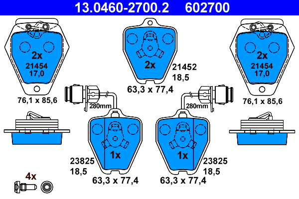 Комплект тормозных колодок, дисковый тормоз   13.0460-2700.2   ATE