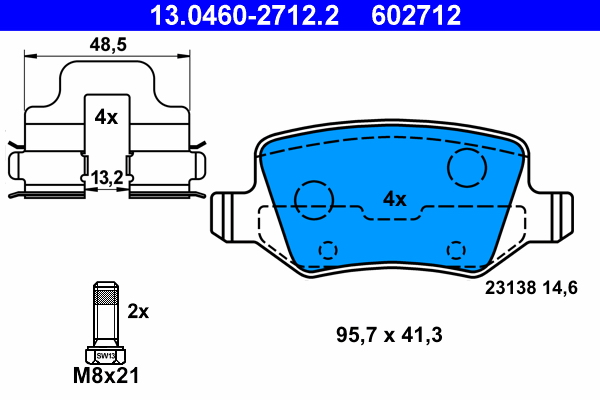 Комплект тормозных колодок, дисковый тормоз   13.0460-2712.2   ATE