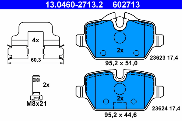 Комплект тормозных колодок, дисковый тормоз   13.0460-2713.2   ATE