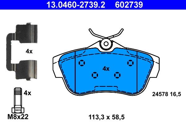Комплект тормозных колодок, дисковый тормоз   13.0460-2739.2   ATE