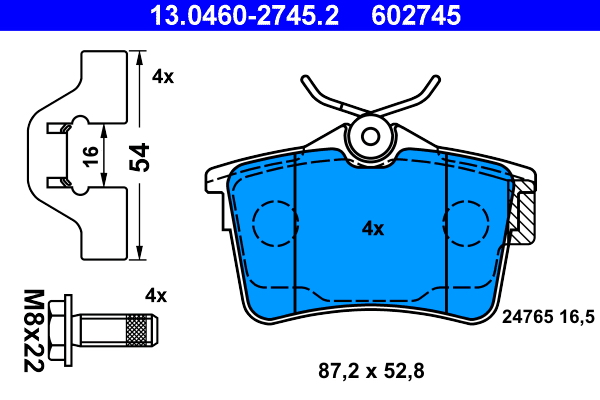 Комплект тормозных колодок, дисковый тормоз   13.0460-2745.2   ATE