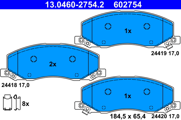 Комплект тормозных колодок, дисковый тормоз   13.0460-2754.2   ATE