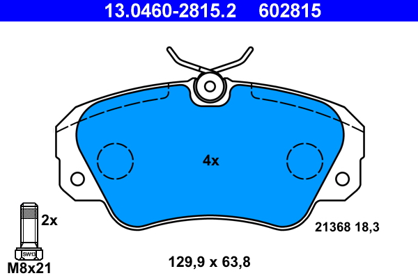 Комплект тормозных колодок, дисковый тормоз   13.0460-2815.2   ATE