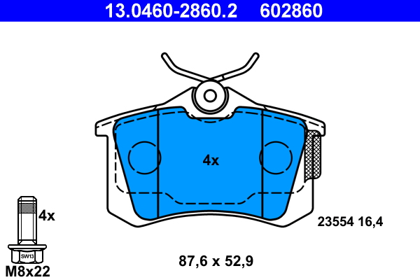 Комплект тормозных колодок, дисковый тормоз   13.0460-2860.2   ATE