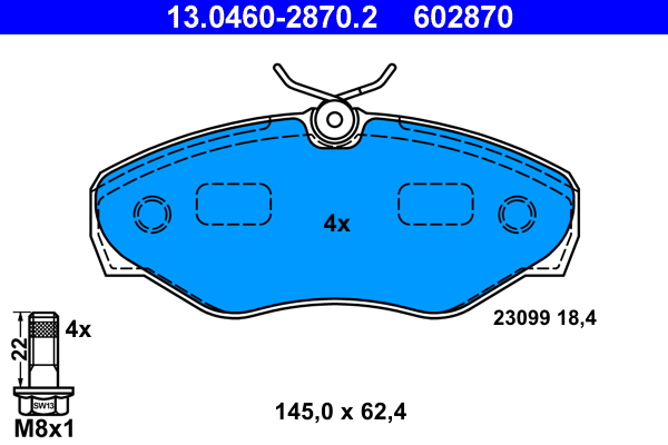 Комплект тормозных колодок, дисковый тормоз   13.0460-2870.2   ATE