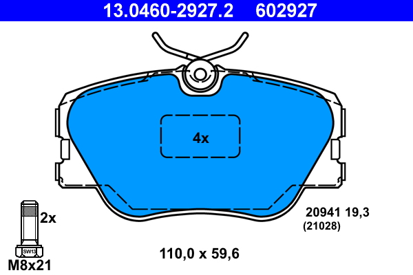 Комплект тормозных колодок, дисковый тормоз   13.0460-2927.2   ATE