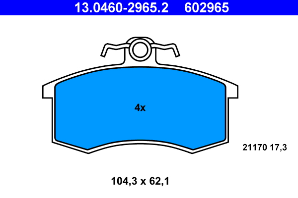 Комплект тормозных колодок, дисковый тормоз   13.0460-2965.2   ATE