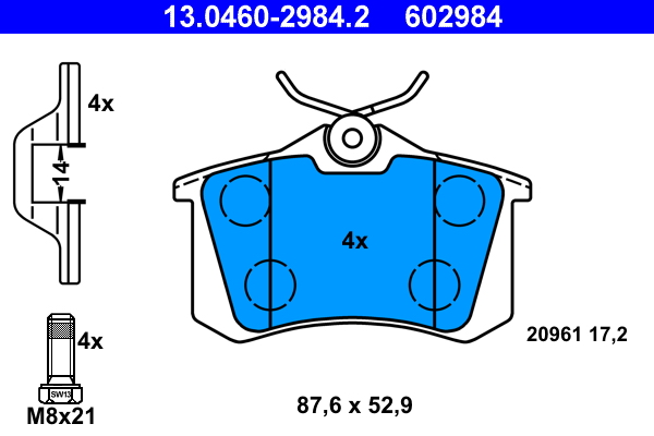 Комплект тормозных колодок, дисковый тормоз   13.0460-2984.2   ATE