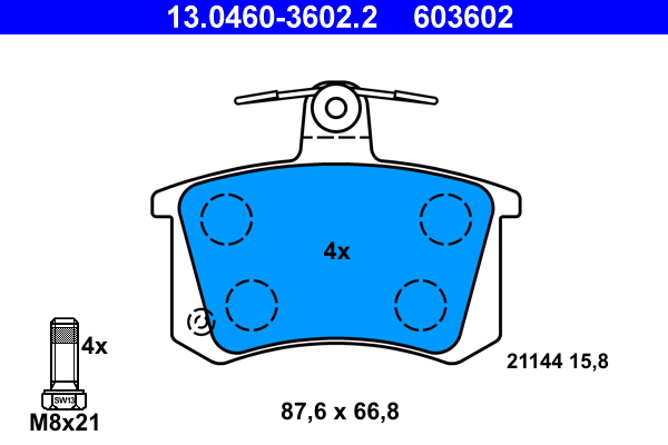 Комплект тормозных колодок, дисковый тормоз, ATE, 13.0460-3602.2