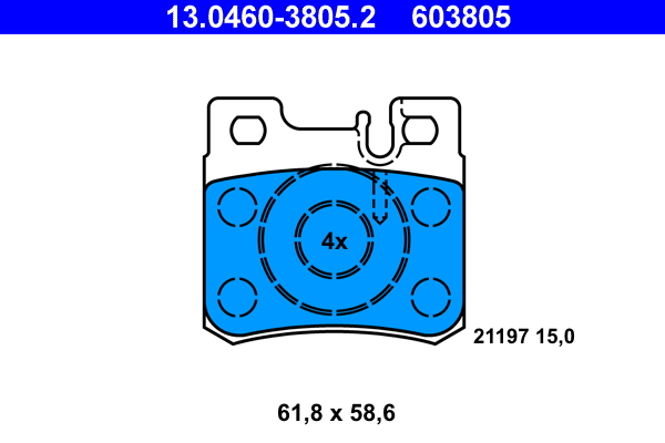 Комплект тормозных колодок, дисковый тормоз   13.0460-3805.2   ATE